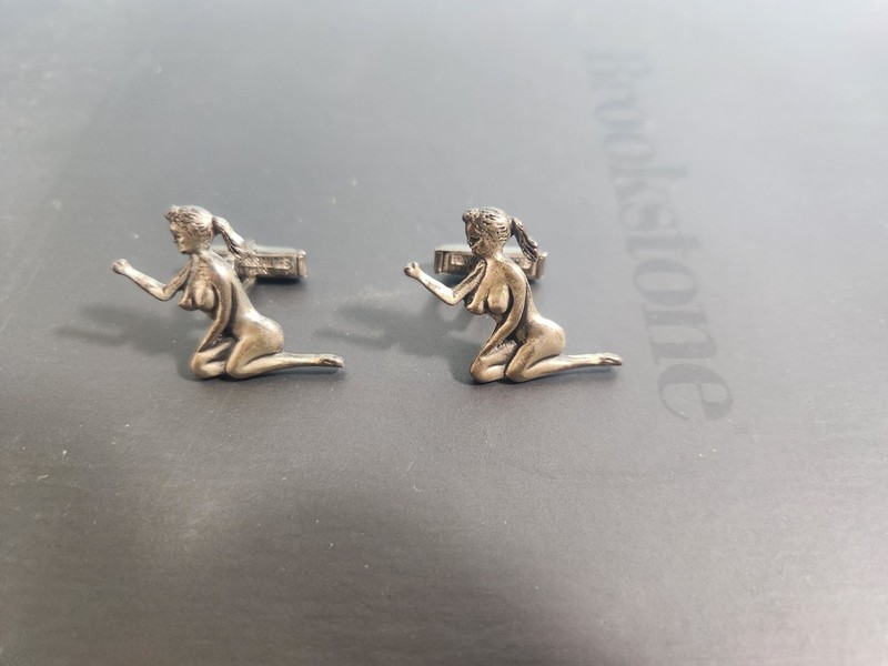 Rare Vintage Fenwick & Sailors Naked Lady Sterling  Silver Cuff Links