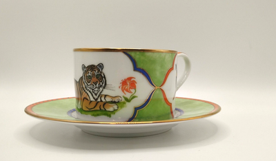 Lynn Chase Tiger Raj Cup & Saucer Set 24K Gold Trim | eBay