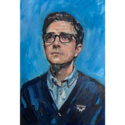 ORIGINAL Impasto Portrait  Rivers Cuomo Weezer Acrylic Music Painting Art 19''