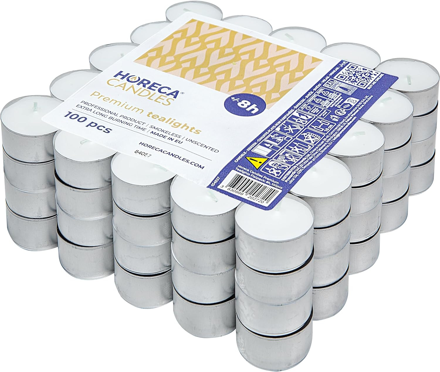 Bougie chauffe-plat blanche longue durée 8h lot de 100 sans odeur pour brûleur