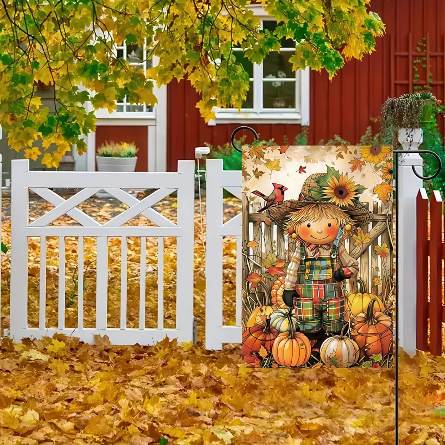 Thanksgiving Fall Garden Flag Scarecrow Double Sided Fall