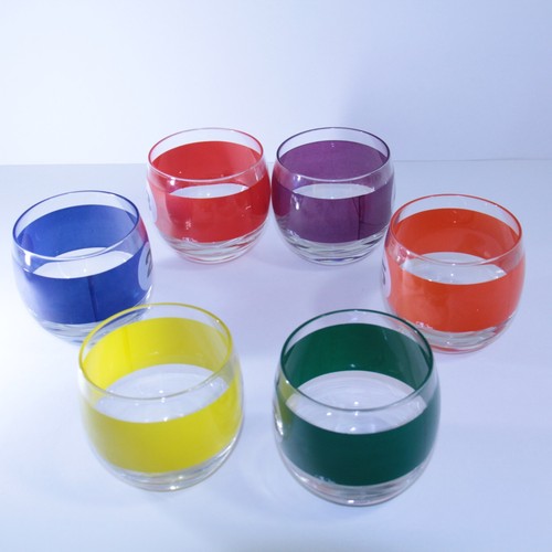 🎱Set Completo - 6 Bicchieri Vintage MCM Lowball Bar Biliardo Piscina Palla Cera Roly Poly - Foto 4 di 5