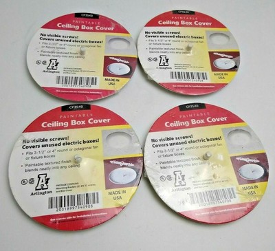 4 Pack Paintable Blank Ceiling Box Cover Plate Round For 3 1 2