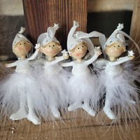 4 X Figuren Engel Elfen Fee HäNgen Dekofigur Weihnachtsdeko Weiß Federn Wichtel