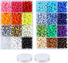 Pony Beads Bracelets Making Kit, 9Mm Pony Beads Rainbow Opaque Beads Small Loose