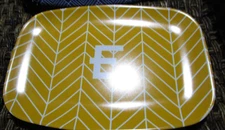 Mark and Graham herringbone platter Melamine  gold 10 X 14  monogrammed E New