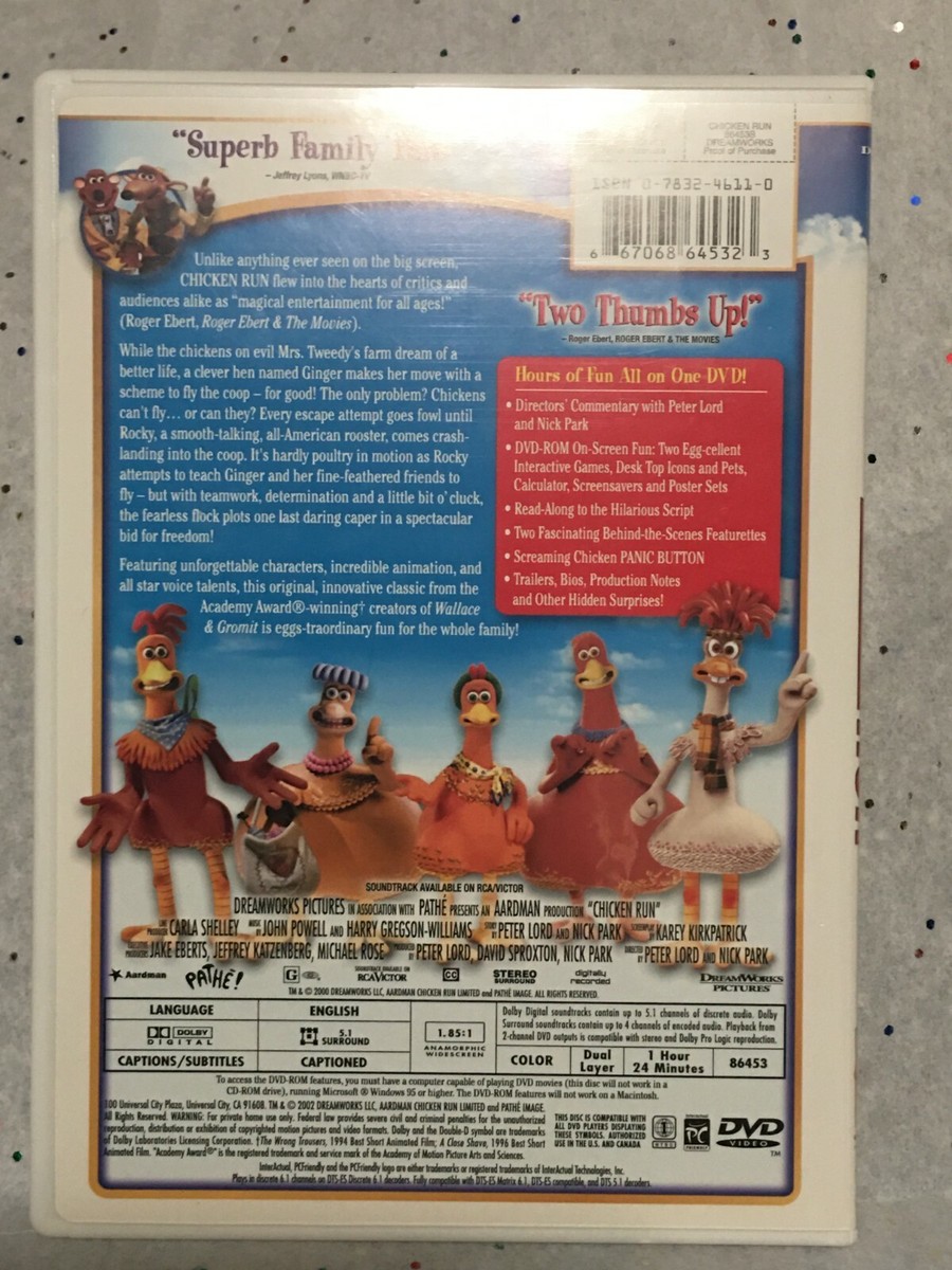 Chicken Run (DVD, 2000, Widescreen) w/ Read-along, Games, Hidden