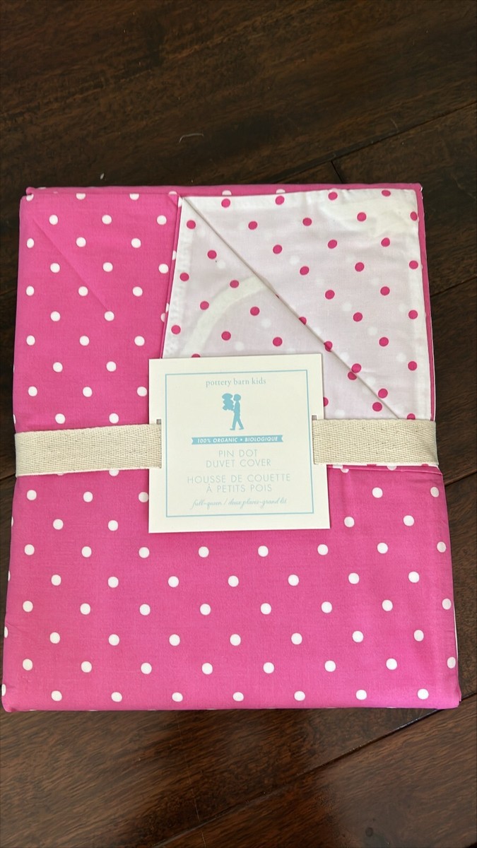 Couette Enfant Pottery Barn - Coton Bio - Rose Et Blanc Coeurs - Taille Pleine/reine