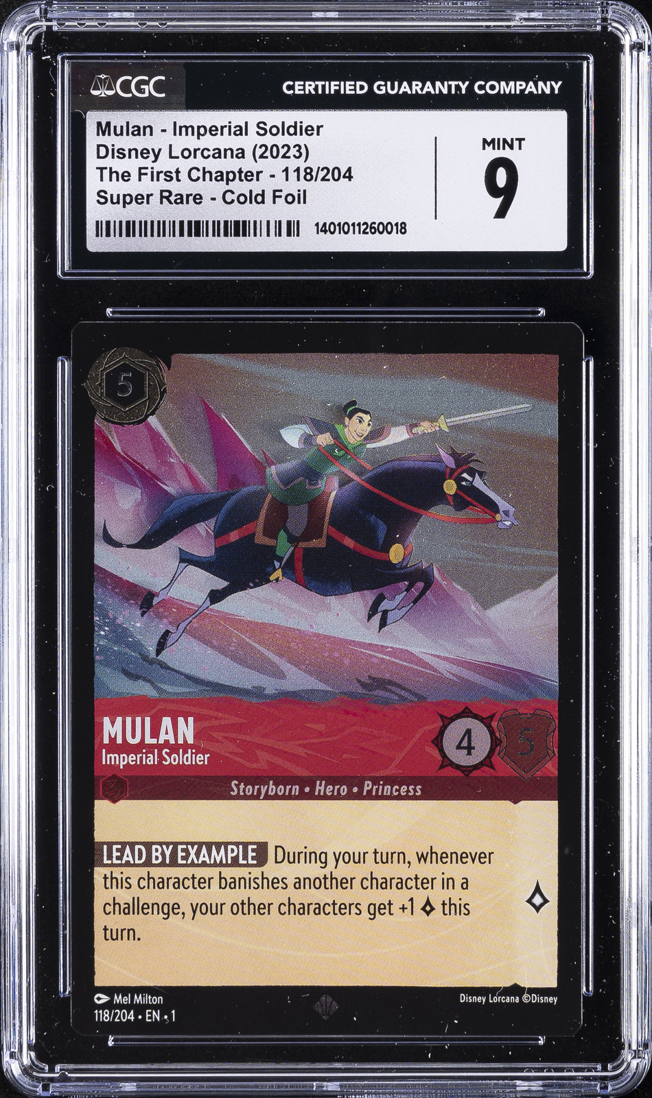 2023 DISNEY LORCANA EN 1-THE FIRST CHAPTER  COLD FOIL #118 MULAN CGC 9
