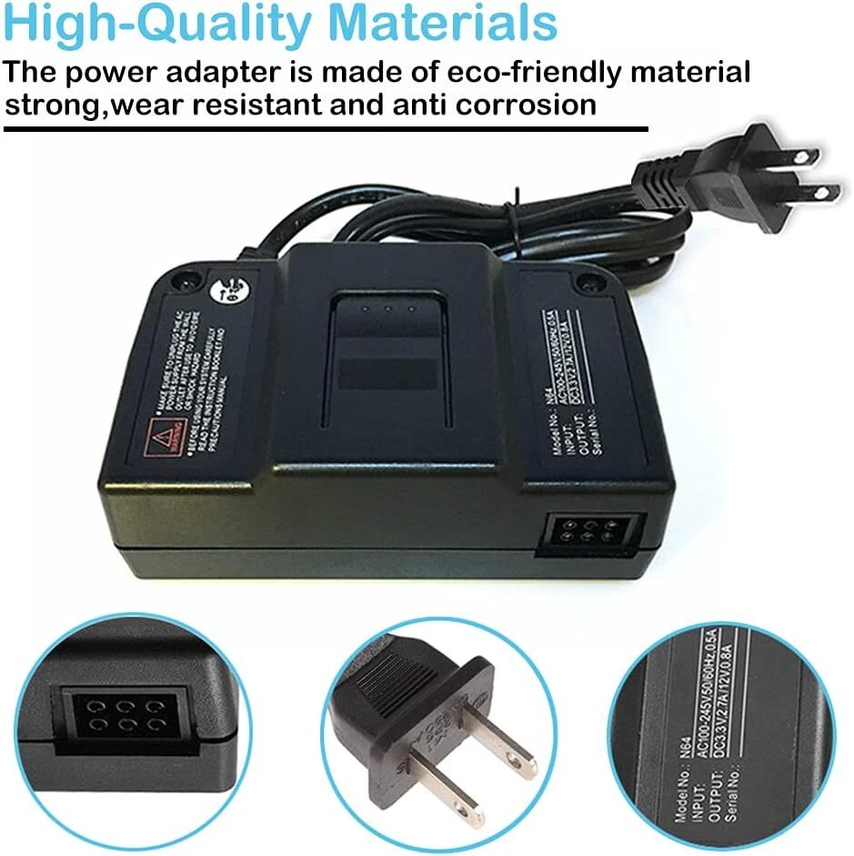 Adaptador de CA Fuente de Alimentación y Cable AV para Nintendo 64 N64 Paquete Lote Nuevo Foto 3 de 4