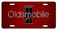 OLDSMOBILE Inspired art simulated red carbon fiber  aluminum license plate tag