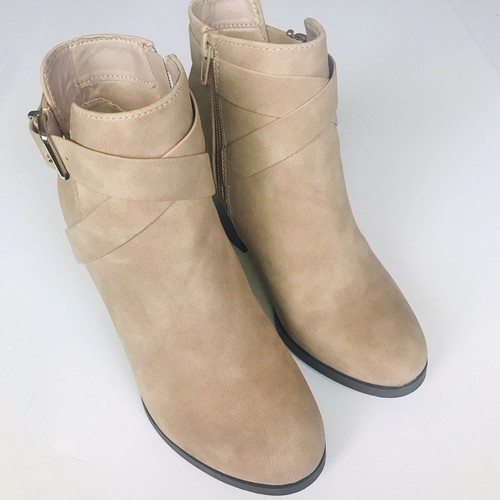 Call It Spring Aldo Group Tecia Beige Chunky Heel Booties Size 6 - Picture 2 of 8