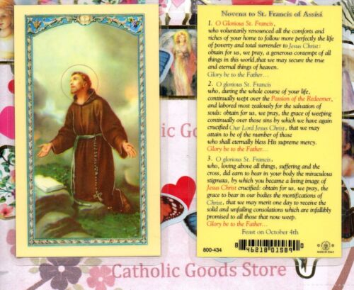 St. Francis - Novena to Saint Francis of Assisi - Laminated Holy Card - Picture 1 of 3