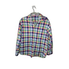 Alan Flusser Men's Plaid Cotton Long Sleeve Button Down Shirt Size Medium