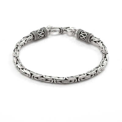 Solid 925 Sterling Silver Bali Style Chain Bracelet for Men | eBay UK
