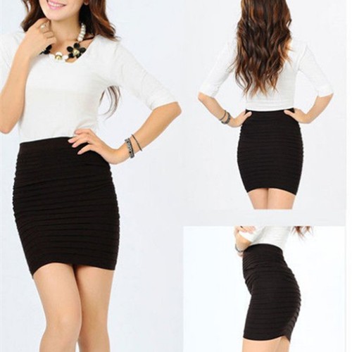 Hot Sale Sexy Women's A-Line Mini Skirt Short Pencil Slim Pleated Bodycon Dress - Picture 4 of 21