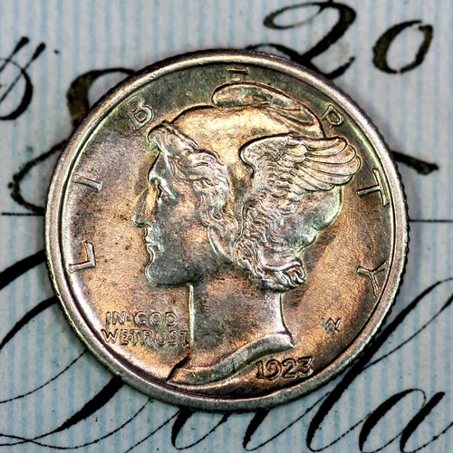 * 1923-S FSB * SOLID+ GEM BU MS MERCURY SILVER DIME * FROM ORIGINAL COLLECTION