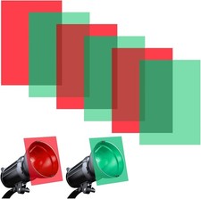 Gel Light Filter - 6Pcs Christmas Overlays Correction Gel Filter, Red and Green
