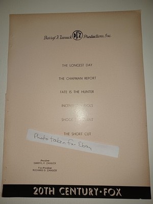 1961 Darryl F. Zanuck, Samuel G. Engel 9x12 industry clipping ad