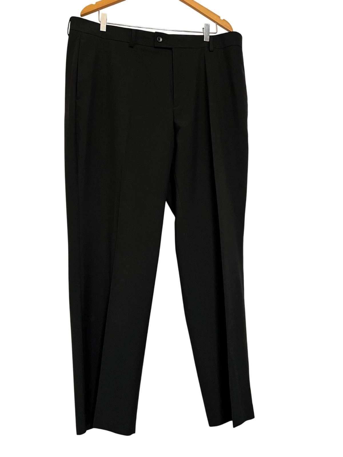 Van Heusen Studio Mens Black Dress Pants 40/30 Flat Front Classic Preppy Dressy