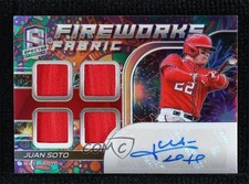 2021 Spectra Fireworks Fabric Signatures Psychedelic Prizm Juan Soto Auto 0l2