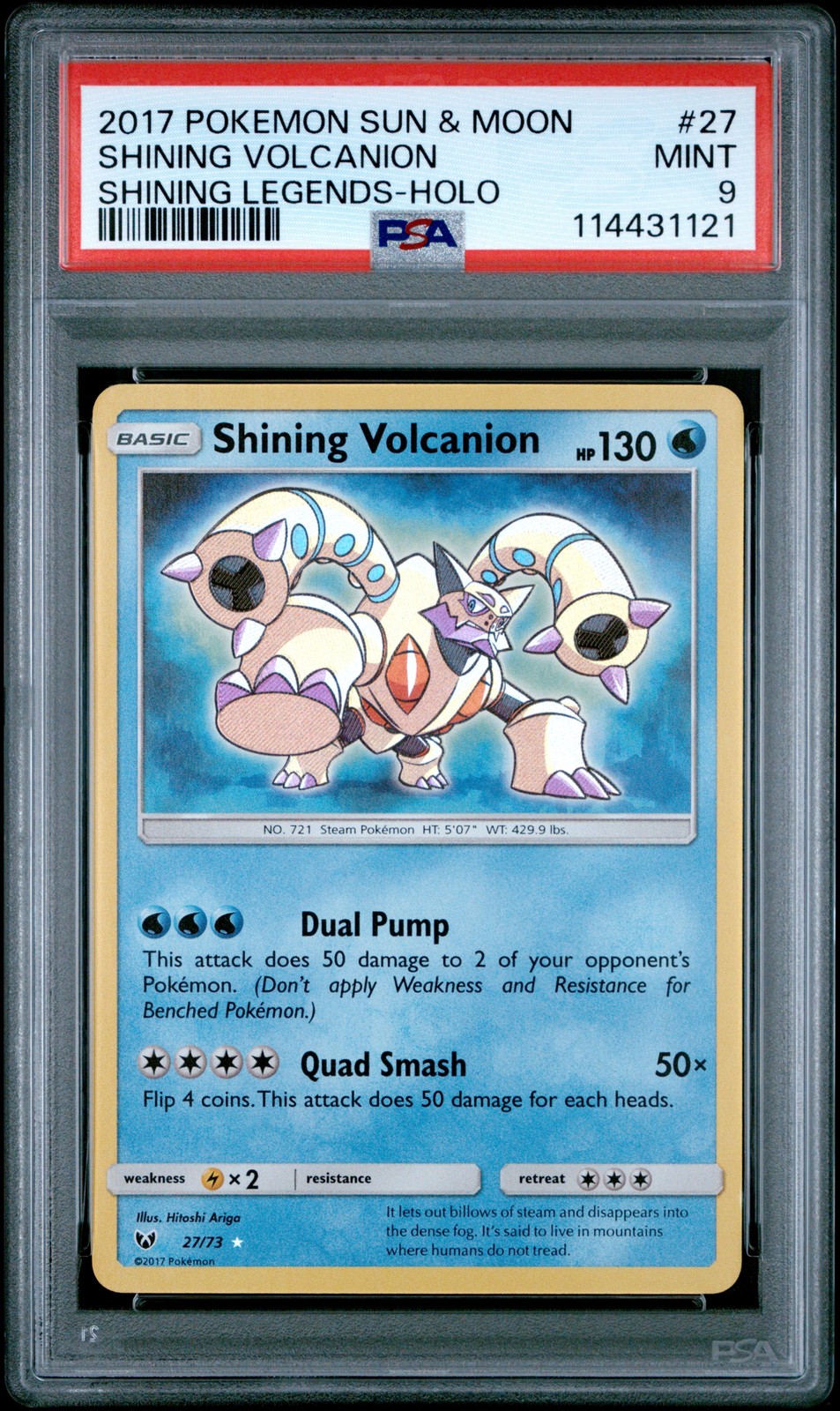 2017 POKEMON SUN & MOON SHINING LEGENDS #27 SHINING VOLCANION-HOLO PSA 9