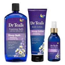 Dr Teals Melatonin Sleep Bath Gift Set Foaming Bath 34 oz, Body Lotion 8 oz, ...