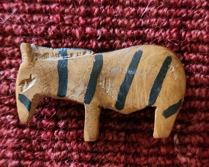 VTG Wooden Hand Carved ZEBRA Figurine African Folk Art Hand Painted Miniature
