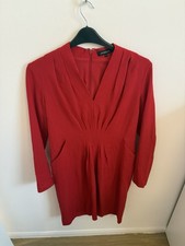 Jaeger Red V Neck Midi Dress UK 12 Lined Classic Work Occasion