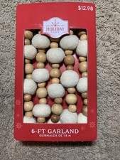 Holiday Time Natural 6 -FT Wood Bead Garland New