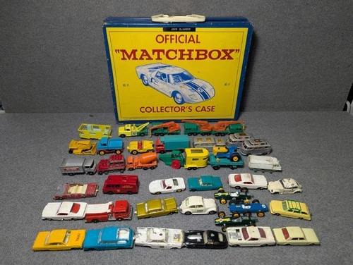 Huge Lot Lesney Matchbox Collector Case and 1960s Cars and Trucks Vintage