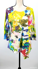 NEW Jess & Jane Tunic Abstract Textured Colorful Art Asymmetric Made in USA M