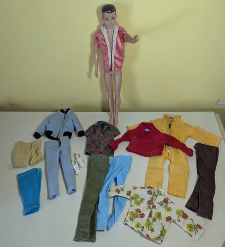 Vintage 1960's Mattel Ken Doll with Clothes + GI Joe Jump Suit