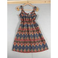 I Love H81 Forever 21 Women Small Blue Pink Geometric Tribal Diamond Mini Dress