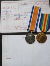 WW1 British War and Victory Medals, Binney,  R.A.M.C.