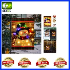 Festive LED Snowman Garden Flag - Durable 12x18 Lighted Winter Decor