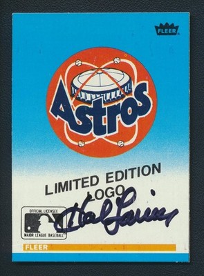 1987 Fleer Box Bottom #C-9 Hal Lanier ~ Autograph Signed Houston Astros Logo