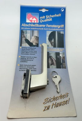 Abschließbarer Fenstergriff 2 Schlüssel mit PZ, Alu silber klassische Form - Bild 1 von 2