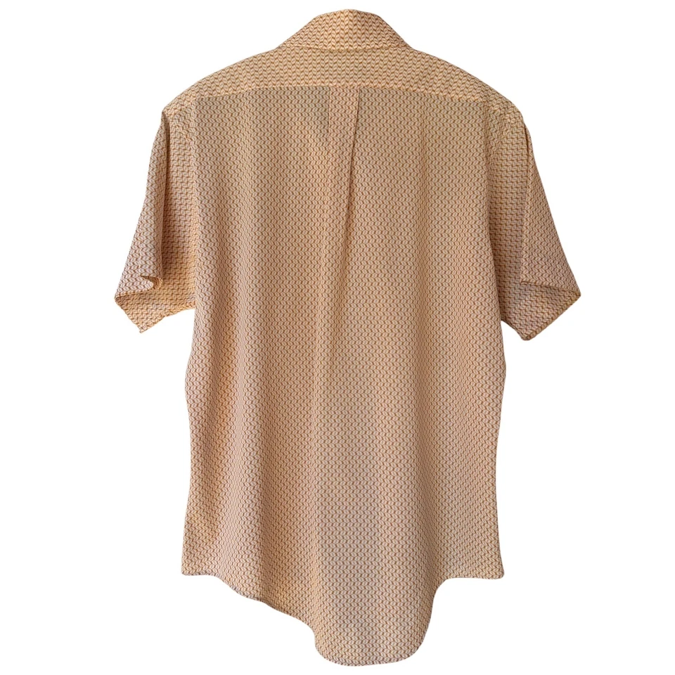 Vintage 70s Xanadu Knits Fruit of the Loom Orange Geometric Shirt Mens Rare - Image 3 of 4