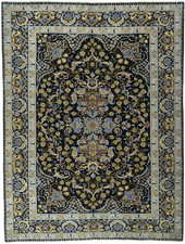 Perserteppich Kashan Kork 397 x 303 cm Orientteppich - Palastteppich -Dunkelblau