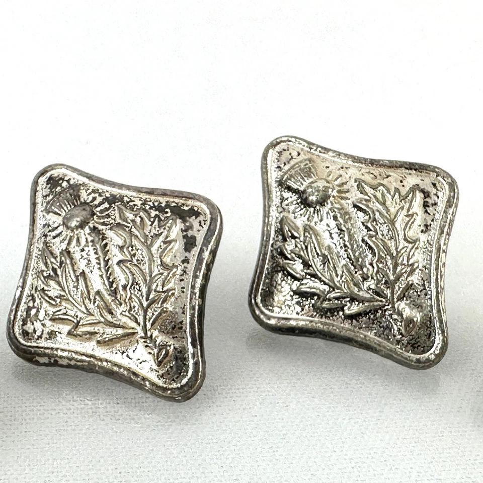 Vintage Sterling Scottish Thistle National Emblem Of Scotland Button - Image 2 of 4