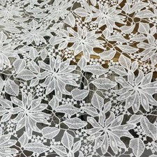 Leaf Flowers Guipure Bridal Lace Fabric Hollow Out Fabric in Off White for Dress