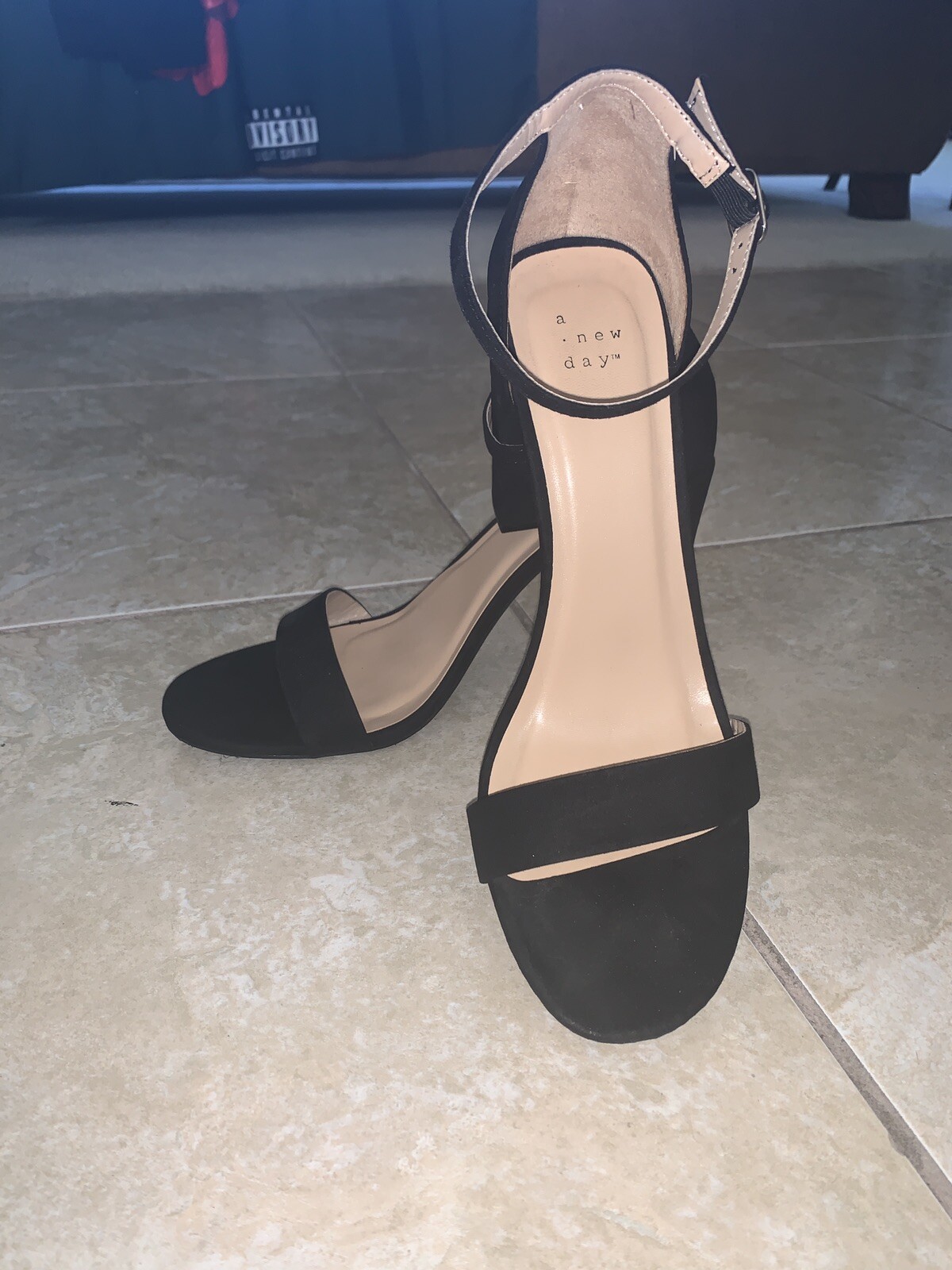 a new day Ema black Block Heel Sandals Shoe Shoes Suede SIZE 11 Cute u0026  Trendy | eBay