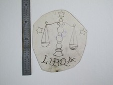 vtg 1960s 70s Tattoo Flash acetate stencil Libra Scales larger ZOD1