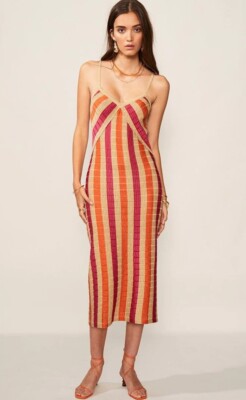 Suboo Pink Orange Striped Knit Midi Jacquelyn Dress Size 6 / XS | eBay  Australia