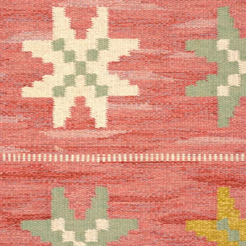 Handwoven Scandinavian Swedish Kilim Geometric Rug for Christmas Area Rug - Image 3 of 3