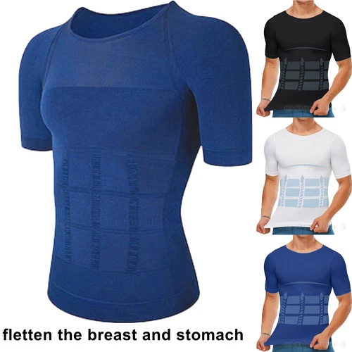 Fajas Para Hombres Faja Reductora De Hombre Herren Tee Shaper Bauchkontrolle T-Shirt - Bild 1 von 55