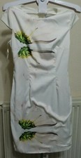 Designer MARCOBOR Ivory Floral Fitted Lined Classy Bodycon Dress UK 10 EU38 US 6