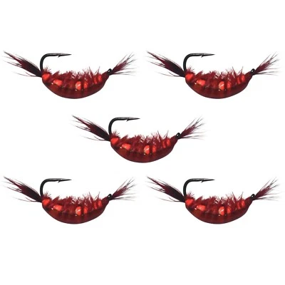 KENDERS OUTDOORS Kenders Tungsten Red Shrimp GLOW Jigs (5 Pack)