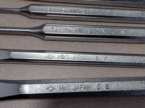 Miki 7 Pc Punch & Chisel Set Made in Japan Cold, Pin, Taper, Center (974) - Picture 3 of 11